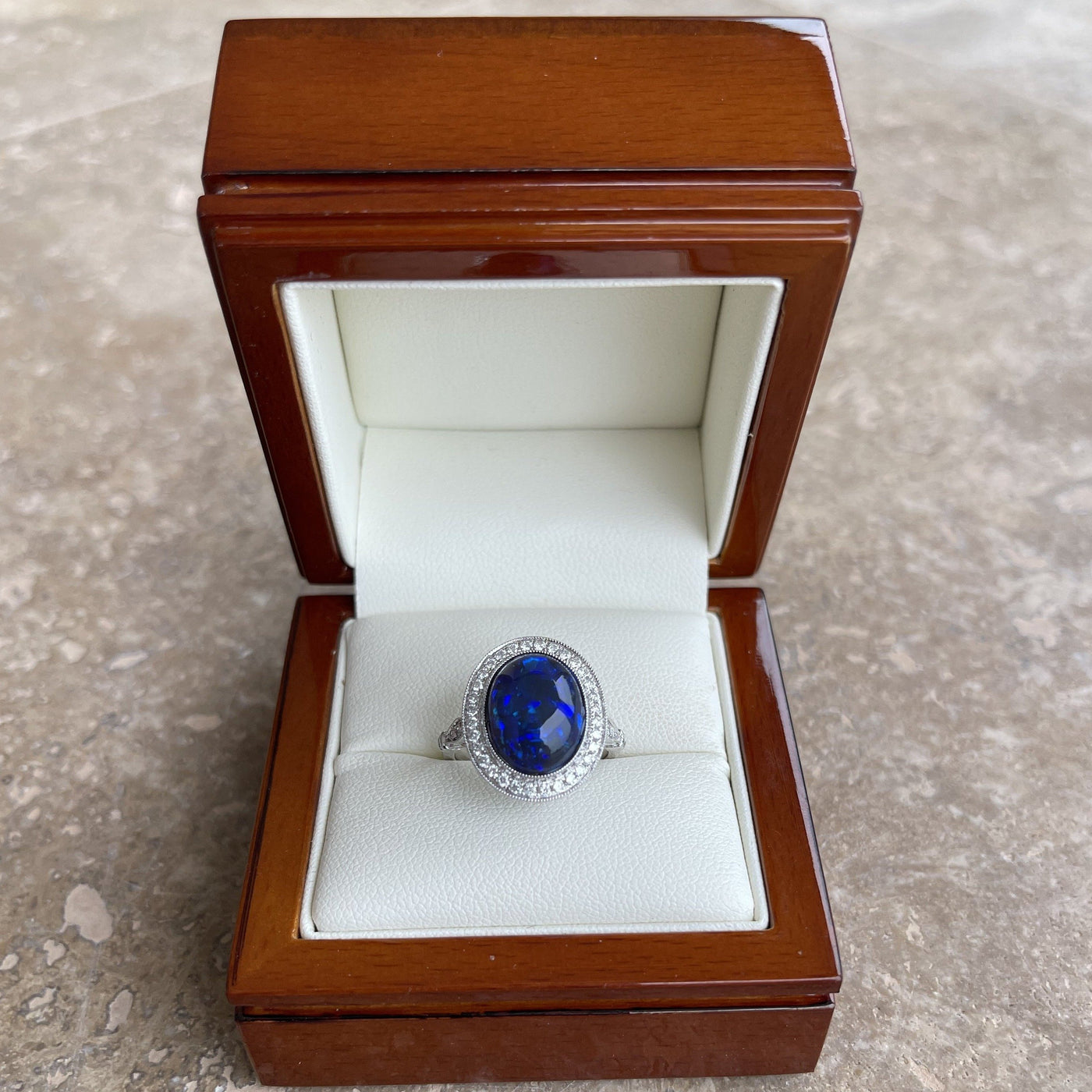 18CT White Gold Opal and Diamond Ring
