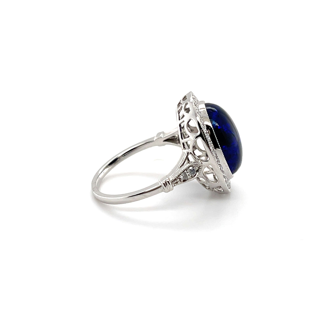 18CT White Gold Opal and Diamond Ring