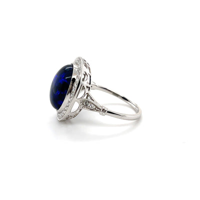 18CT White Gold Opal and Diamond Ring