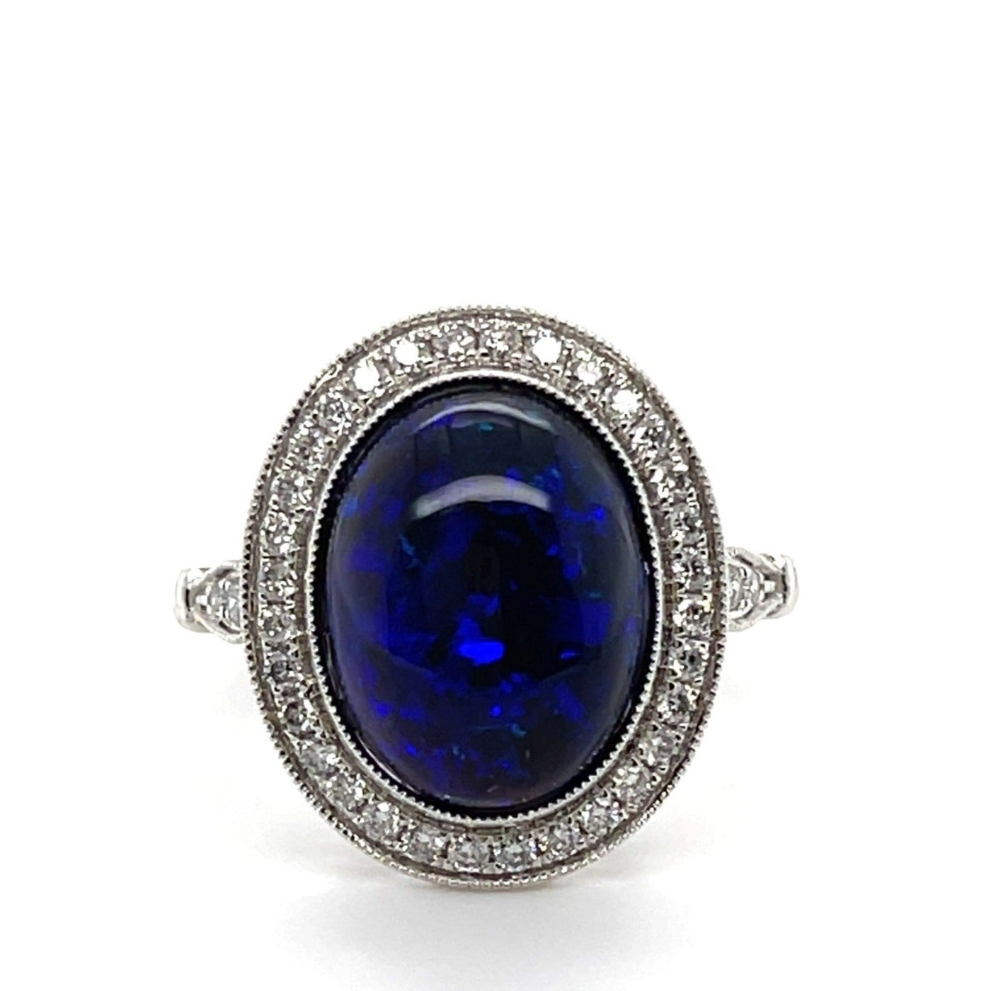 18CT White Gold Opal and Diamond Ring