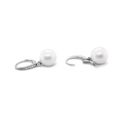 18CT White Gold Pearl and Diamond Earrings