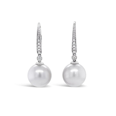 18CT White Gold Pearl and Diamond Earrings