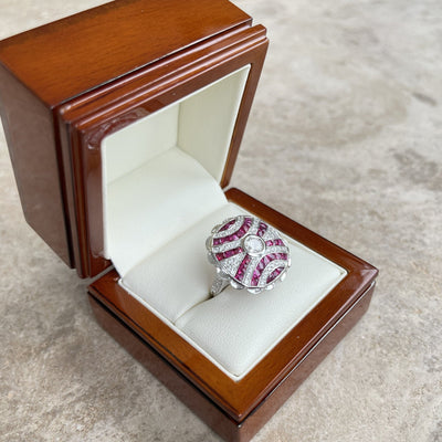 18CT White Gold Ruby and Diamond Cocktail Ring