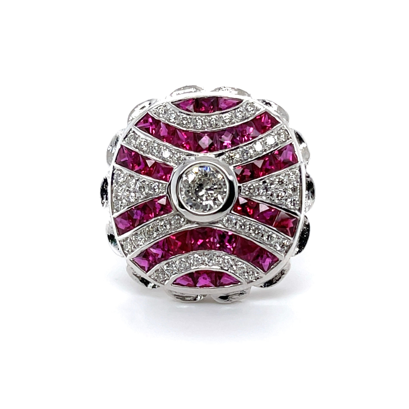 18CT White Gold Ruby and Diamond Cocktail Ring