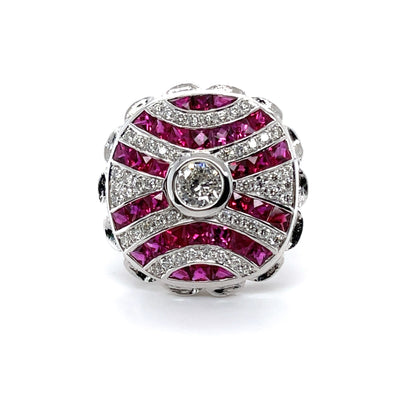 18CT White Gold Ruby and Diamond Cocktail Ring