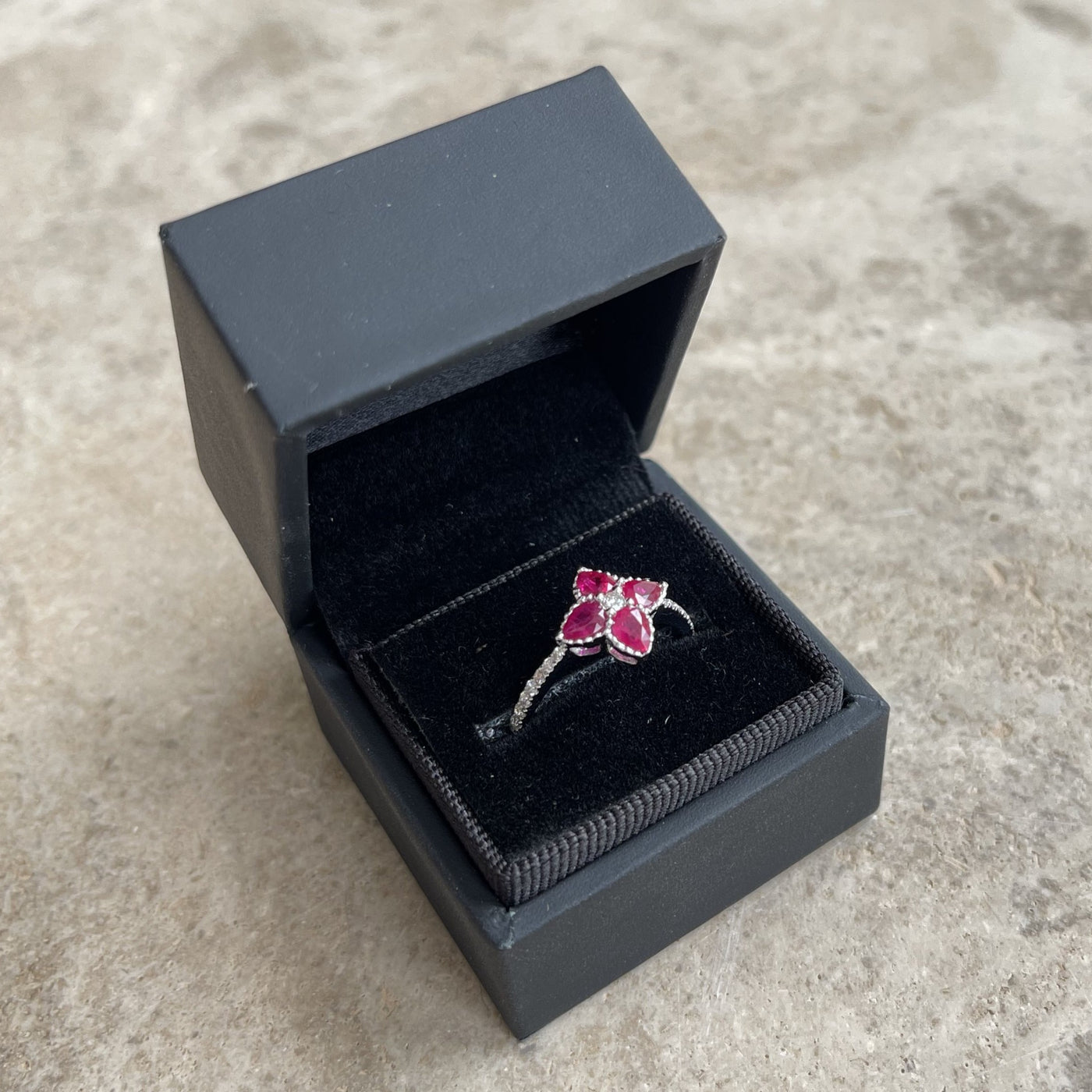 18CT White Gold Ruby and Diamond Ring