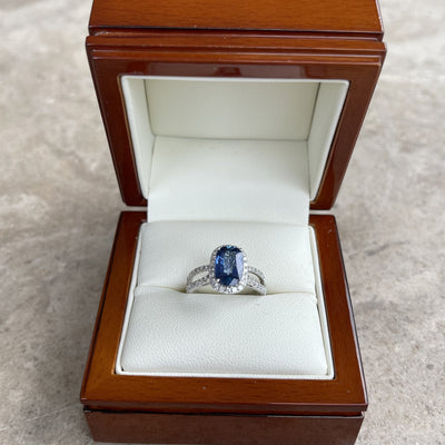 18CT White Gold Sapphire and Diamond Ring