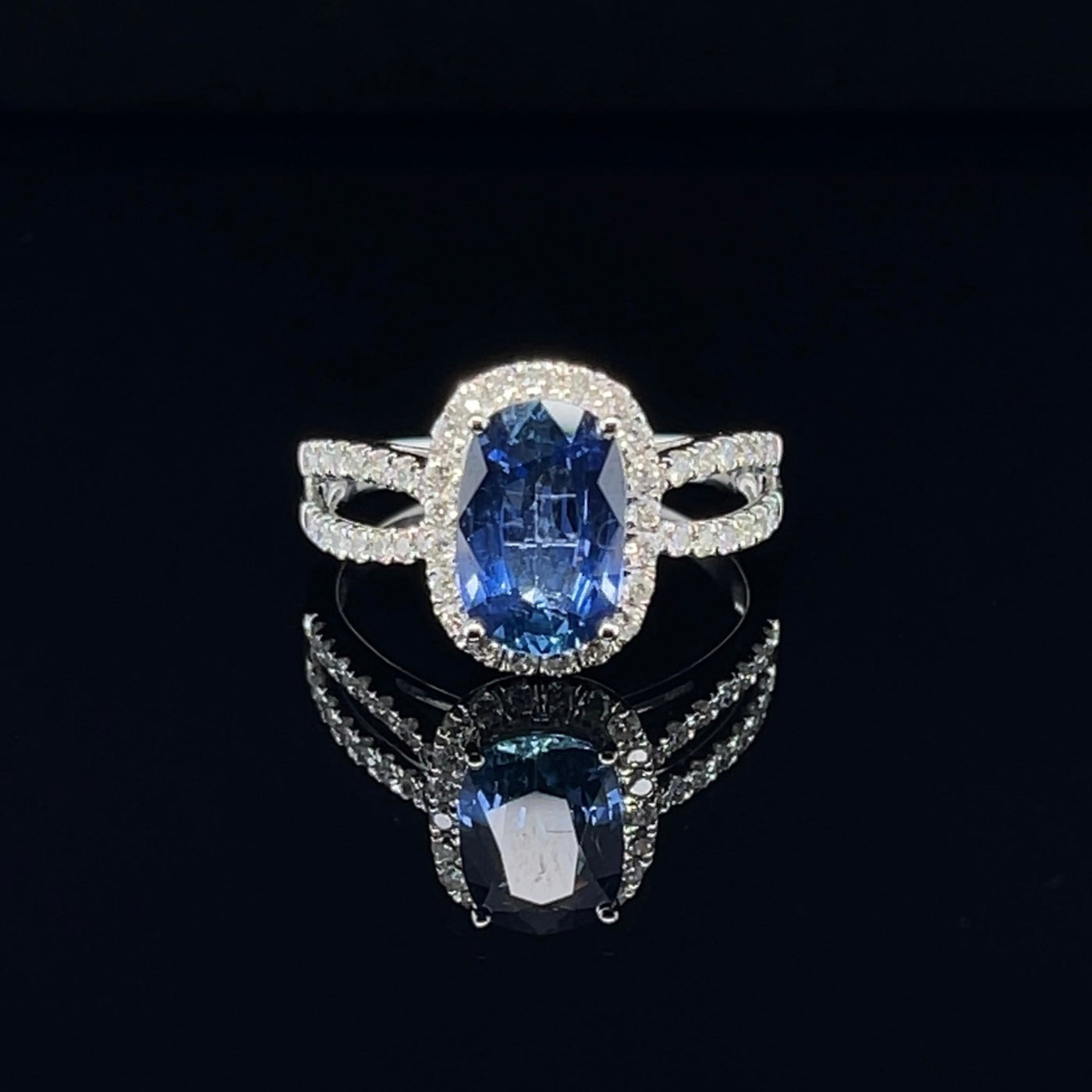 18CT White Gold Sapphire and Diamond Ring