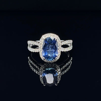 18CT White Gold Sapphire and Diamond Ring