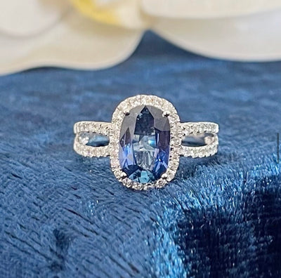 18CT White Gold Sapphire and Diamond Ring