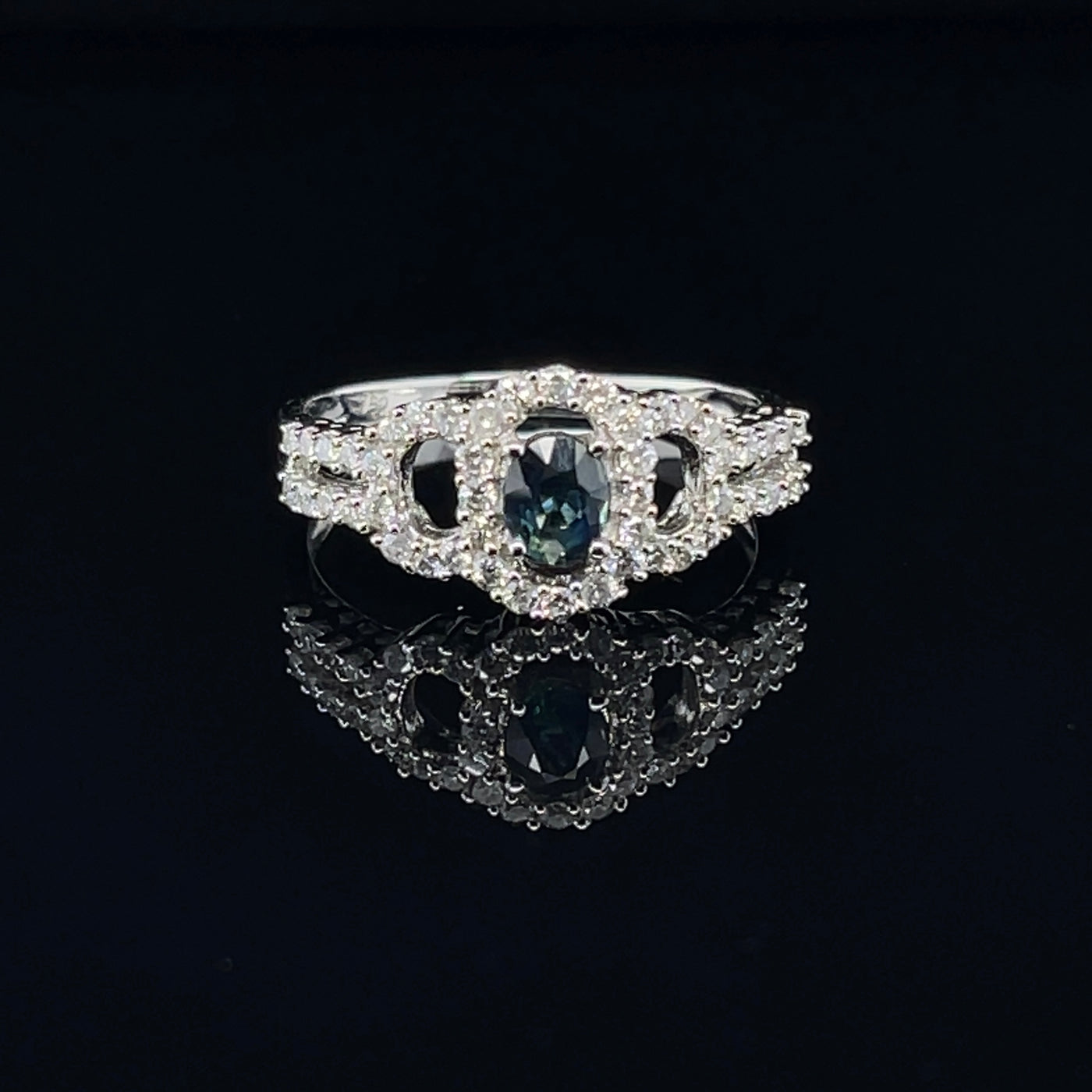 18CT White Gold Sapphire and Diamond Ring