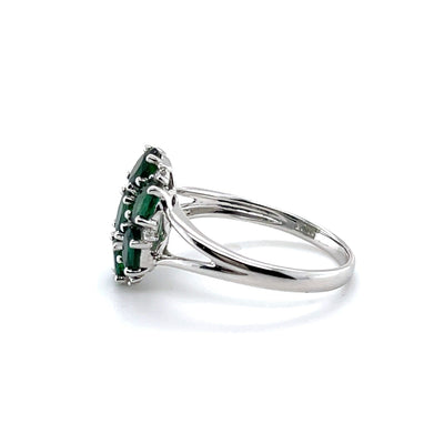 18CT White Gold Seven Stone Emerald and Diamond Ring