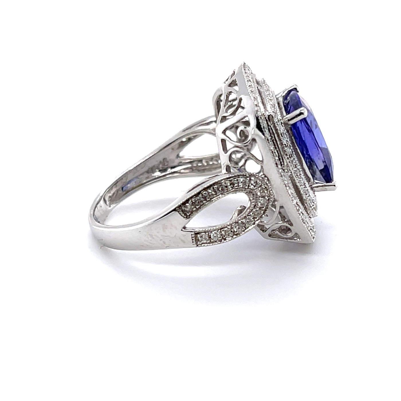 18CT White Gold Tanzanite and Diamond Ring
