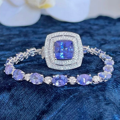 18CT White Gold Tanzanite and Diamond Ring