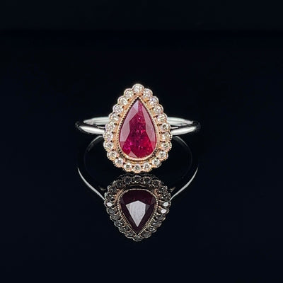 18CT White and rose Gold (NO HEAT) Ruby and Diamond Ring