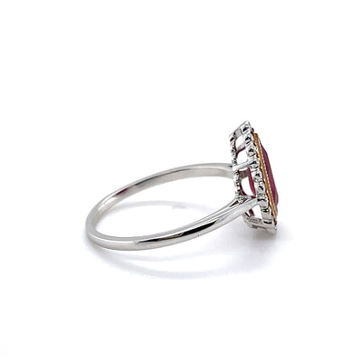 18CT White and rose Gold (NO HEAT) Ruby and Diamond Ring