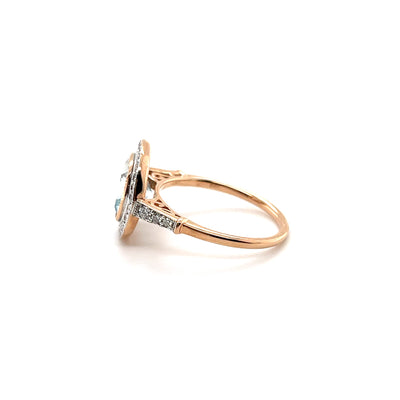 18CT Yellow Gold Aquamarine and Diamond Ring