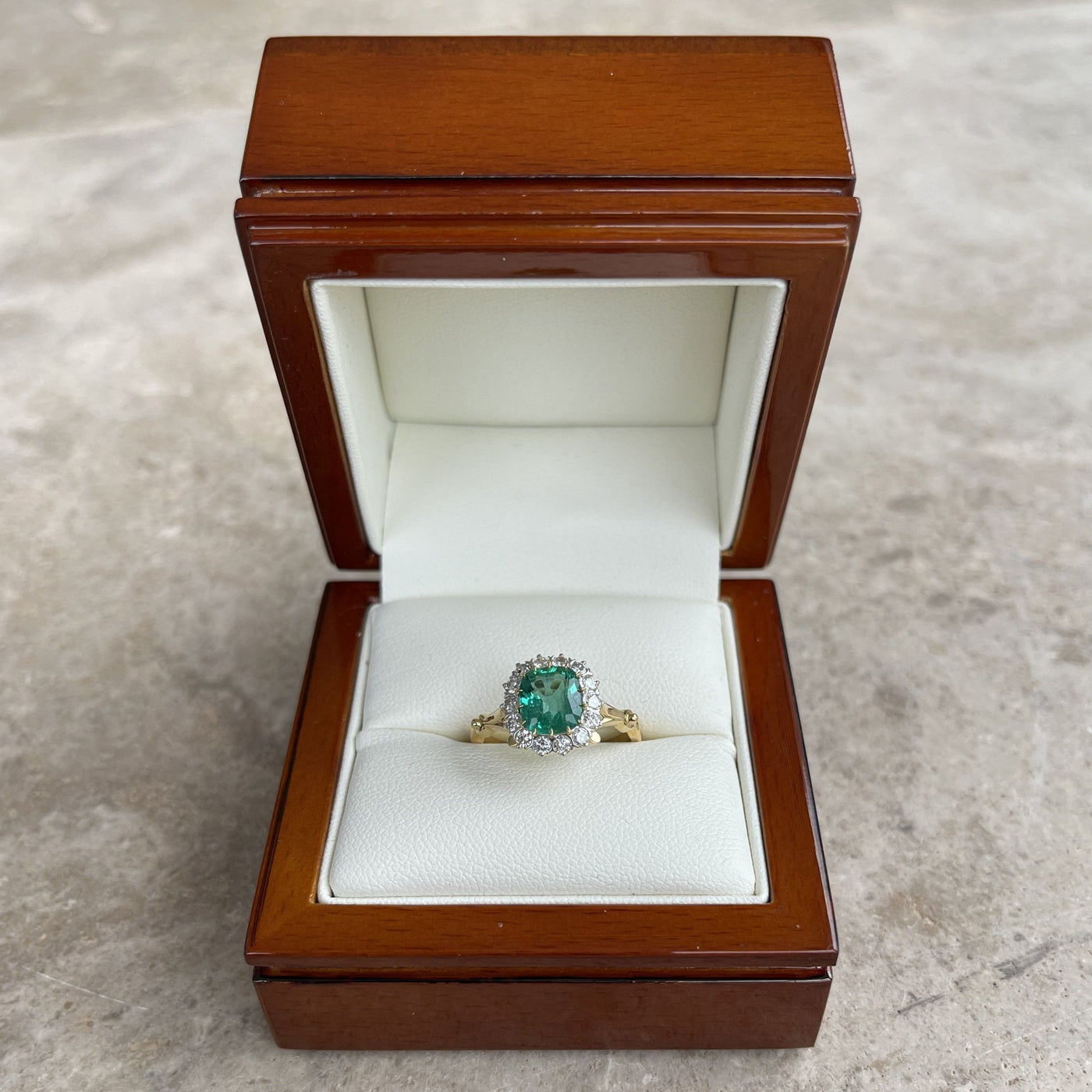 18CT Yellow Gold Colombian Emerald and Diamond Ring