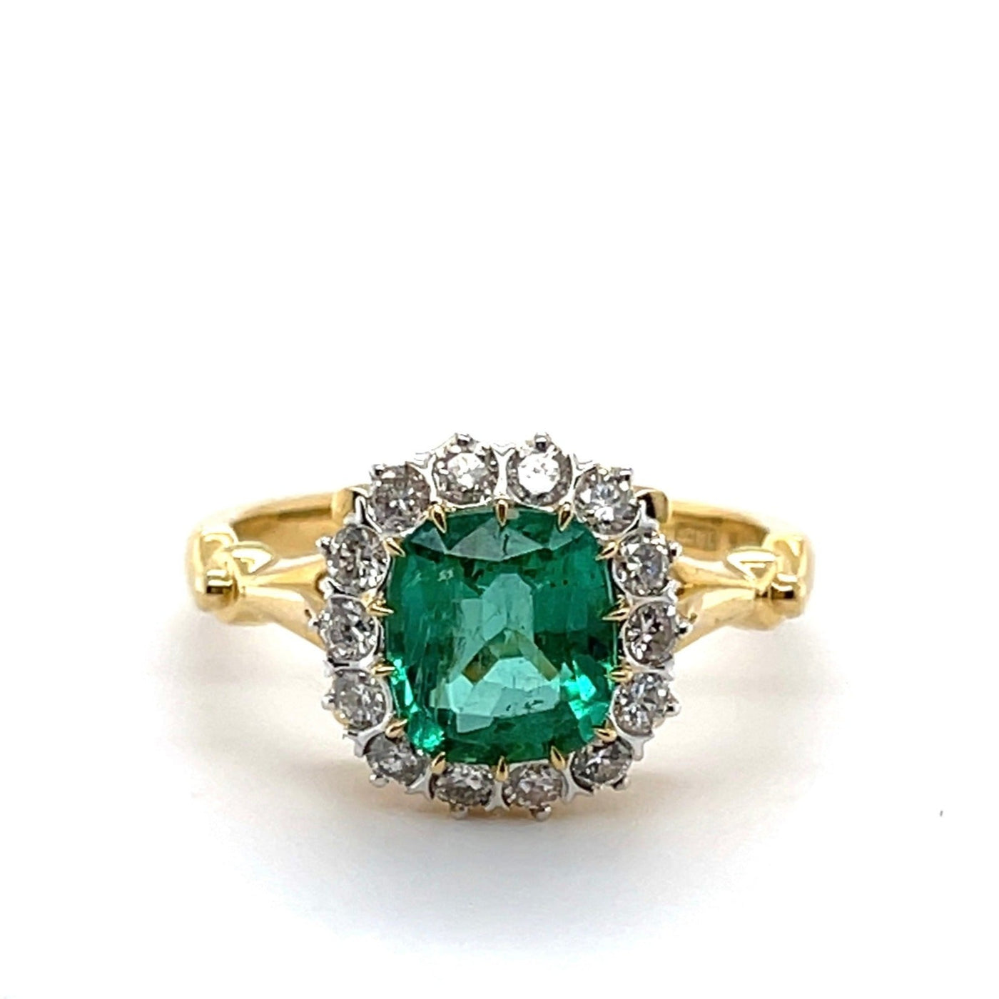 18CT Yellow Gold Colombian Emerald and Diamond Ring
