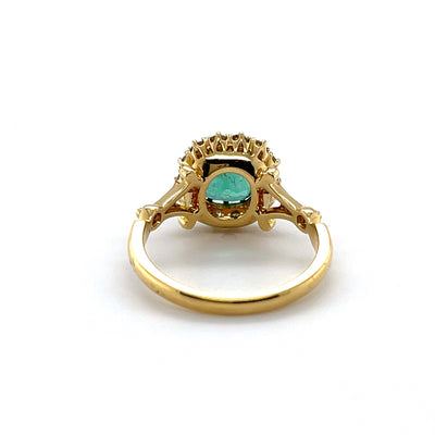 18CT Yellow Gold Colombian Emerald and Diamond Ring