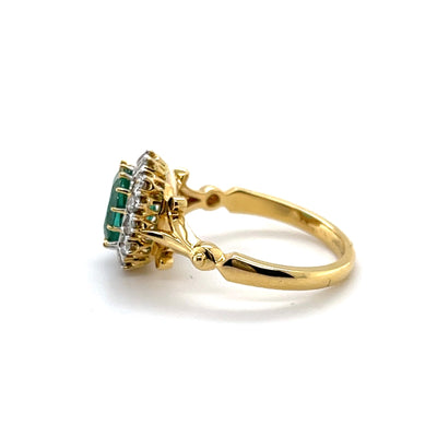 18CT Yellow Gold Colombian Emerald and Diamond Ring