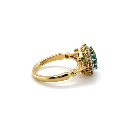 18CT Yellow Gold Colombian Emerald and Diamond Ring