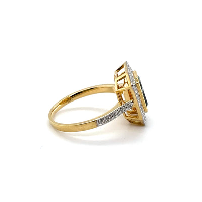 18CT Yellow Gold Colombian Emerald and Diamond ring