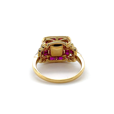 18CT Yellow Gold Colombian Emerald and Ruby Ring