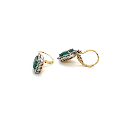 18CT Yellow Gold Emerald and Diamond Earrings