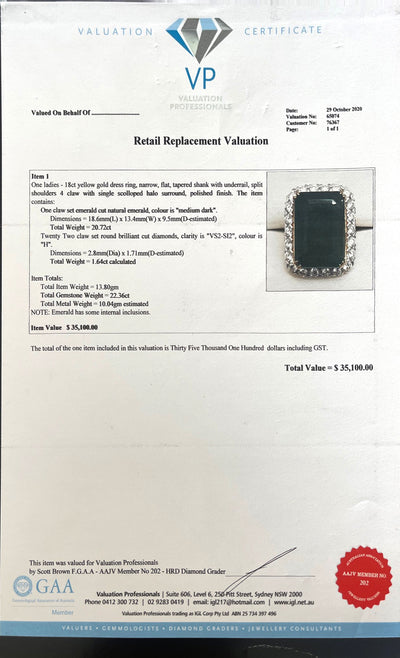 18CT Yellow Gold Emerald and Diamond Ring