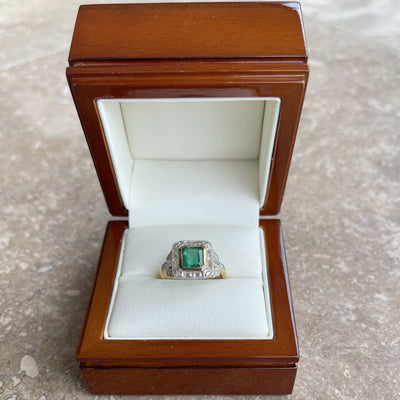 18CT Yellow Gold Emerald and Diamond Ring