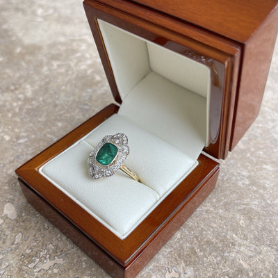 18CT Yellow Gold Emerald and Diamond Ring