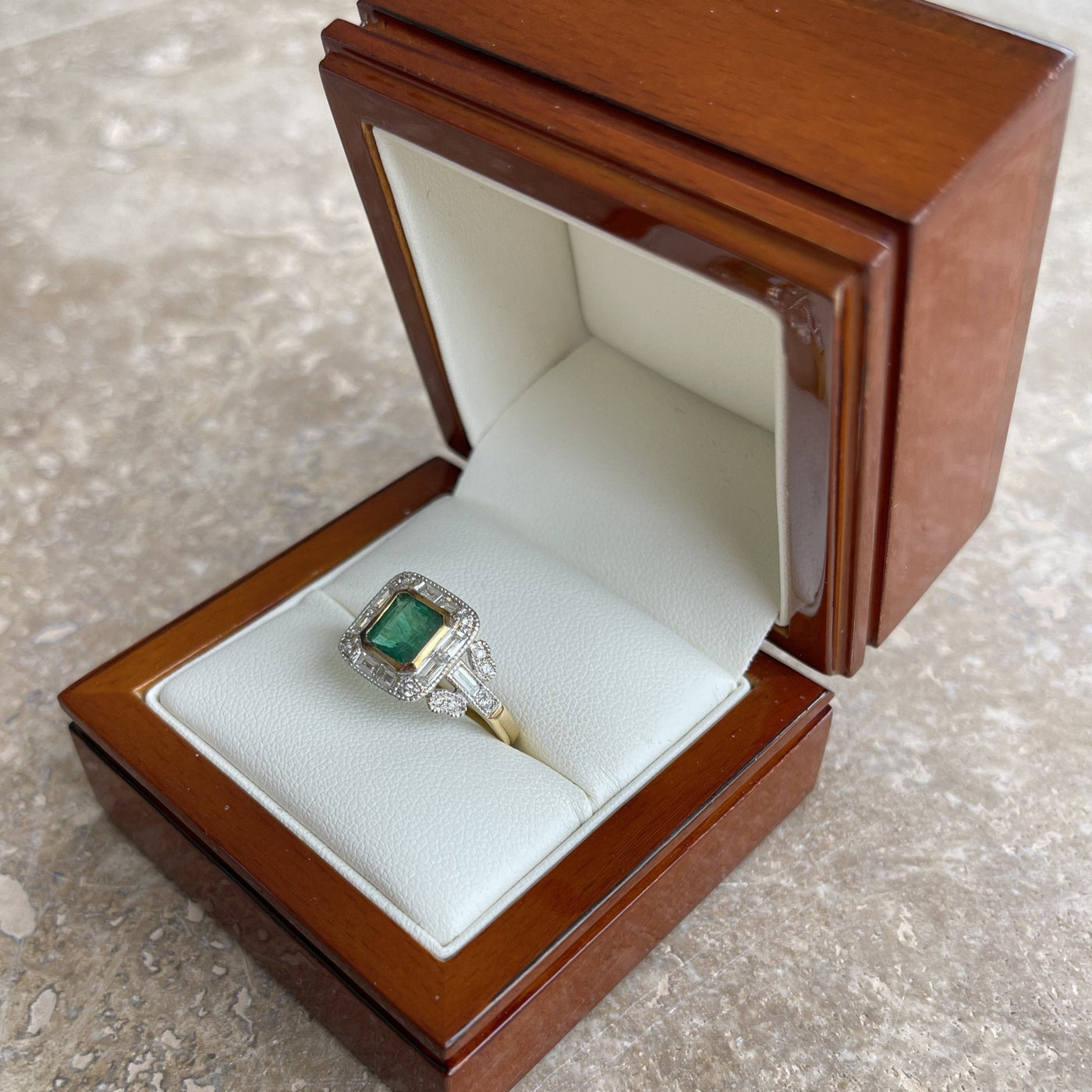 18CT Yellow Gold Emerald and Diamond Ring