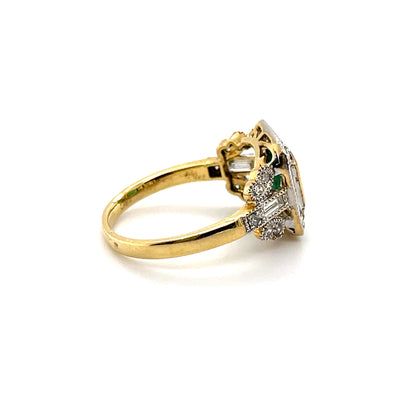18CT Yellow Gold Emerald and Diamond Ring