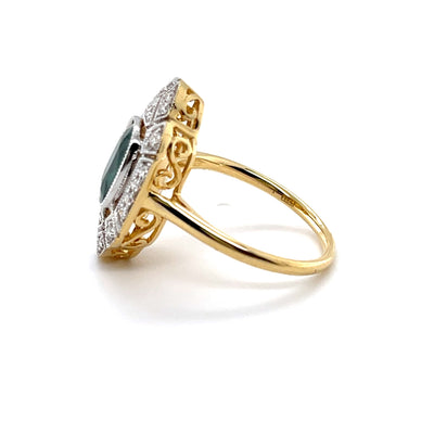 18CT Yellow Gold Emerald and Diamond Ring