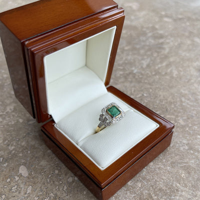 18CT Yellow Gold Emerald and Diamond Ring