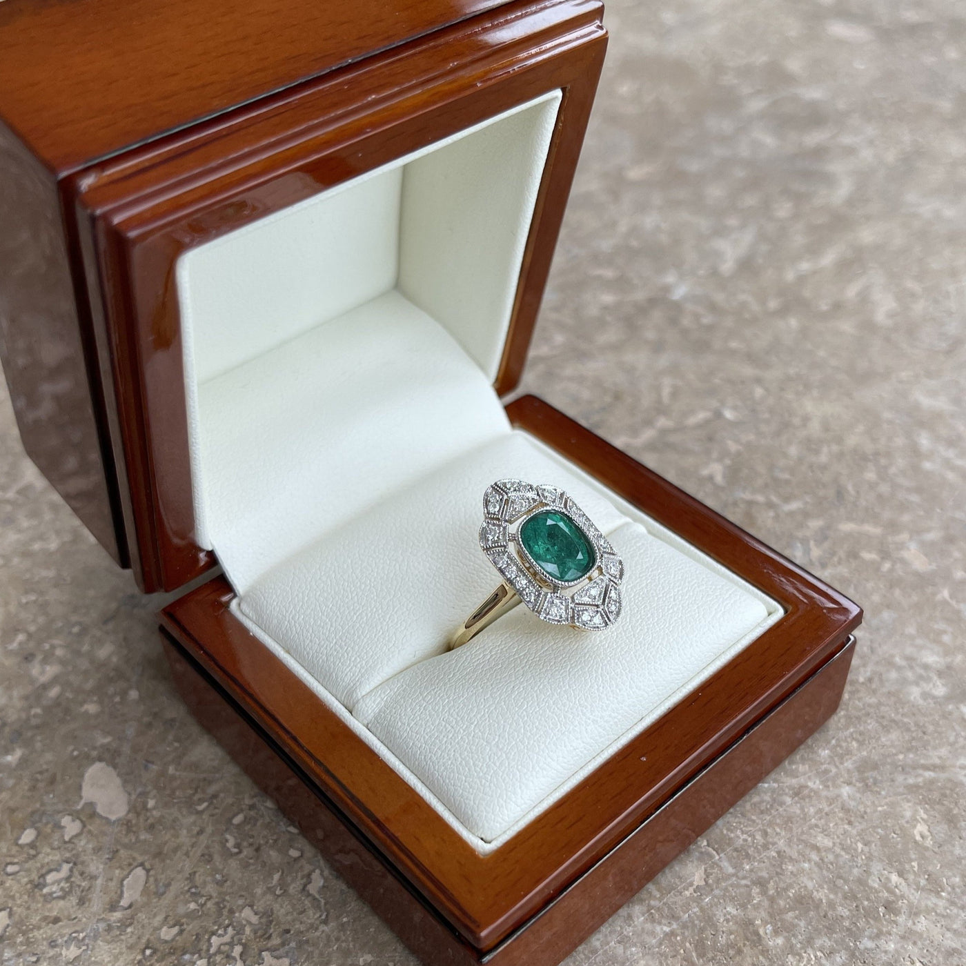 18CT Yellow Gold Emerald and Diamond Ring