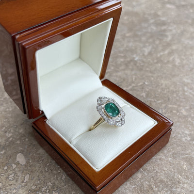 18CT Yellow Gold Emerald and Diamond Ring