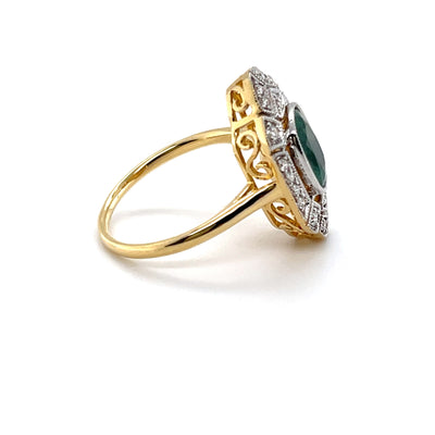 18CT Yellow Gold Emerald and Diamond Ring