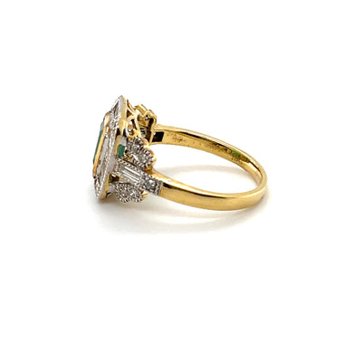 18CT Yellow Gold Emerald and Diamond Ring