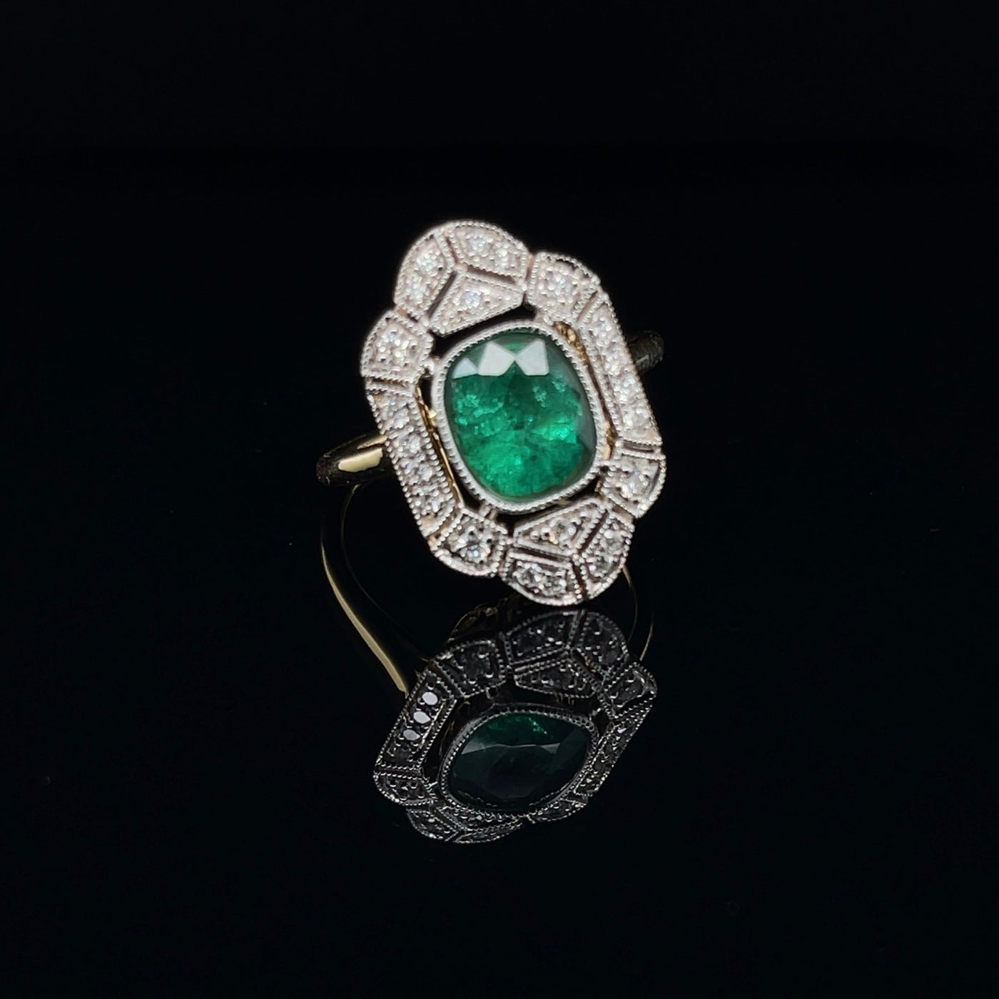 18CT Yellow Gold Emerald and Diamond Ring