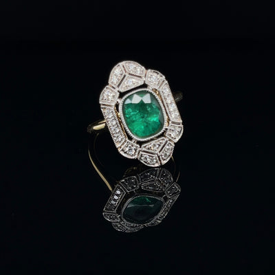 18CT Yellow Gold Emerald and Diamond Ring