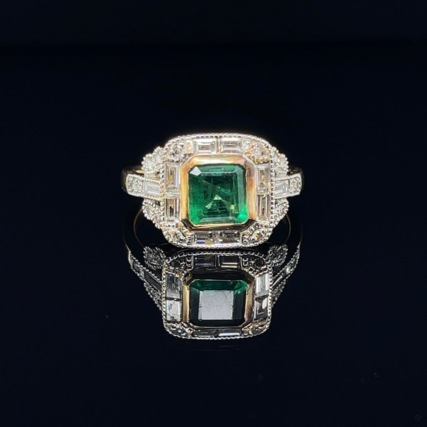 18CT Yellow Gold Emerald and Diamond Ring