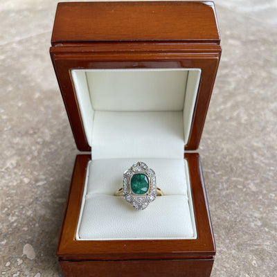18CT Yellow Gold Emerald and Diamond Ring