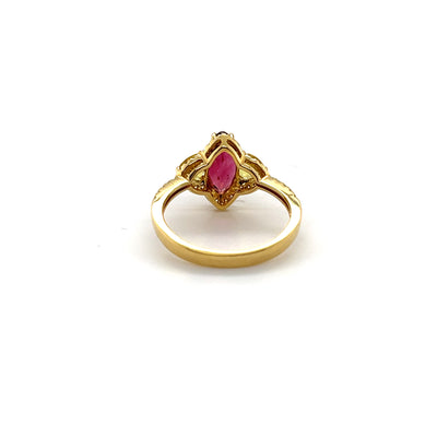 18CT Yellow Gold Rubellite sapphire and Diamond Ring