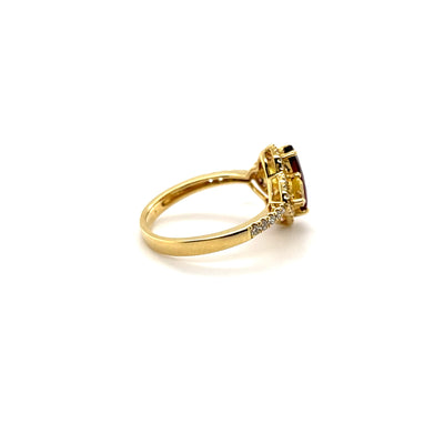 18CT Yellow Gold Rubellite sapphire and Diamond Ring