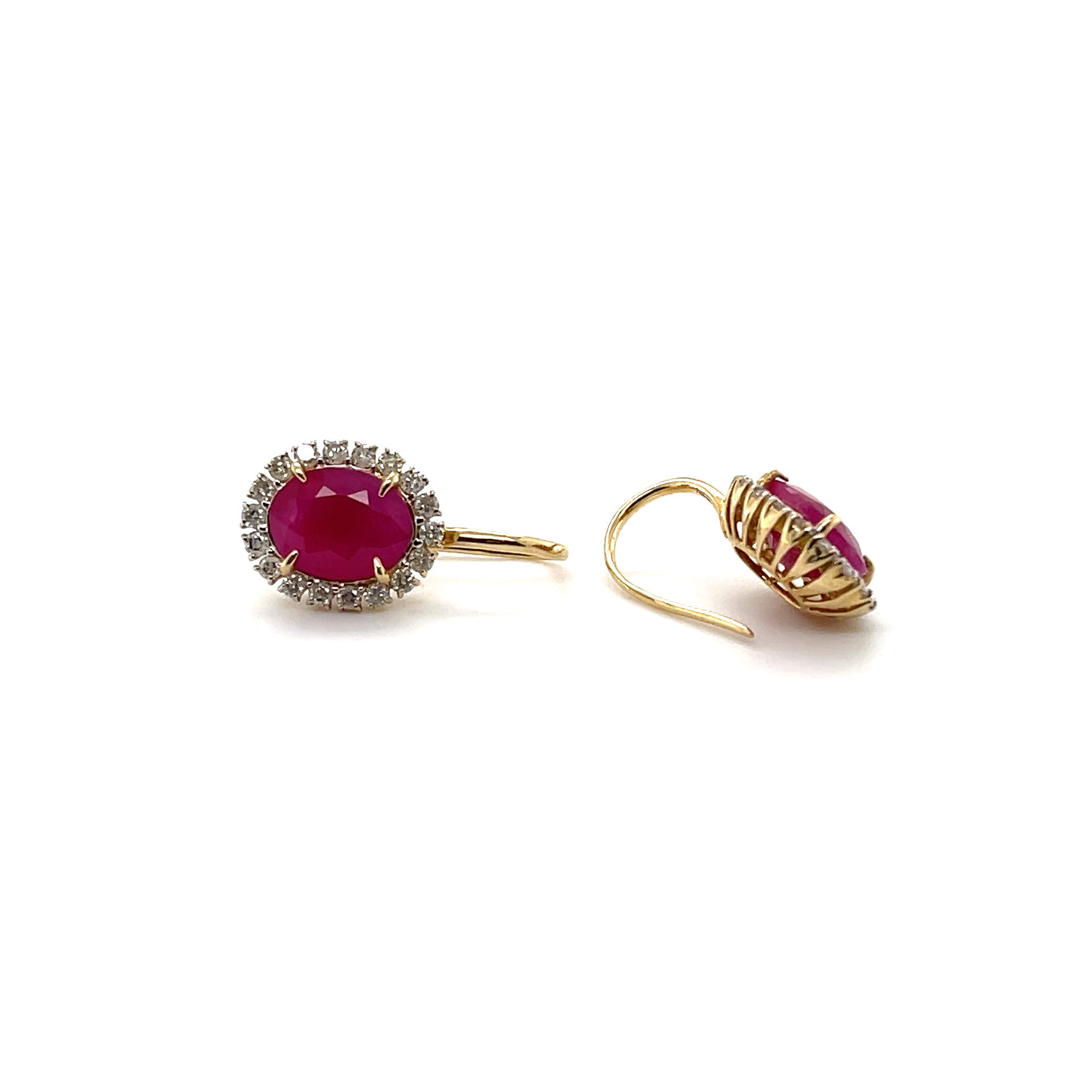 18CT Yellow Gold Ruby and Diamond Earrings