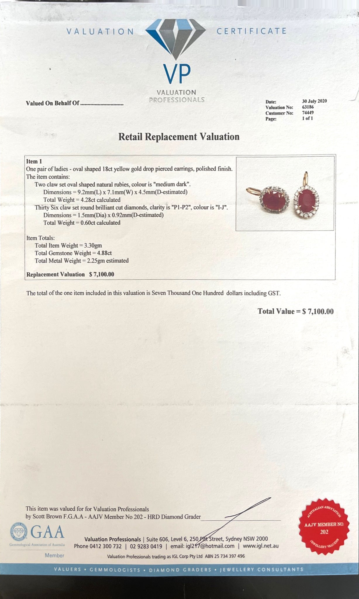 18CT Yellow Gold Ruby and Diamond Earrings