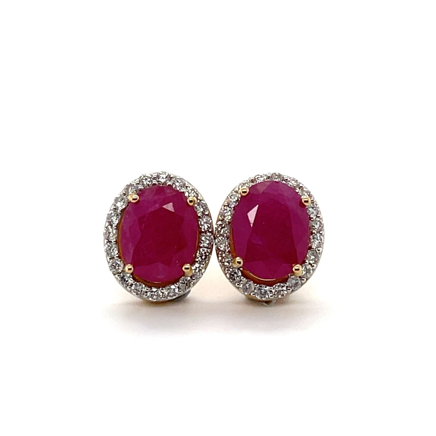 18CT Yellow Gold Ruby and Diamond Stud Earrings