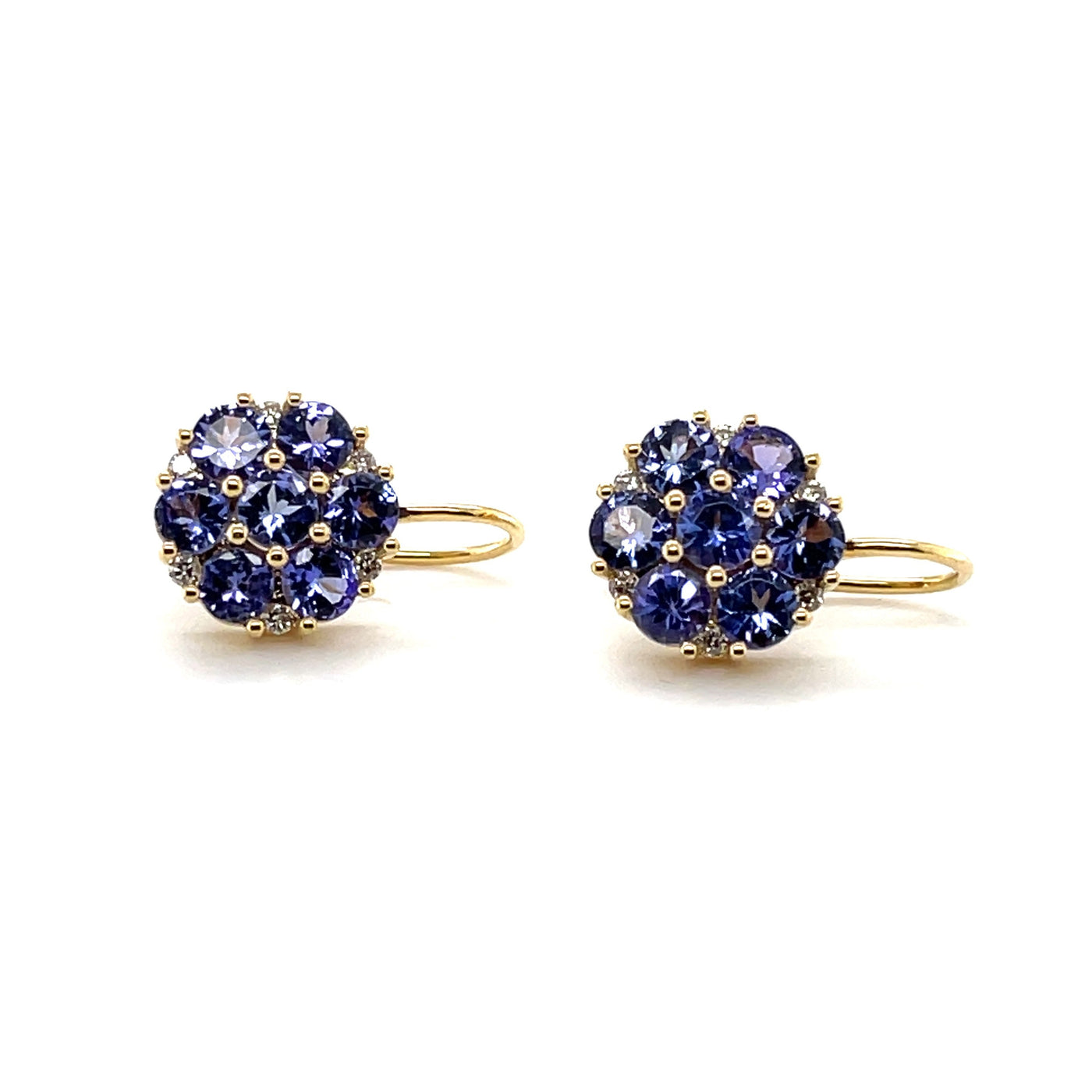 18CT Yellow Gold Tanzanite and Diamond Earrings